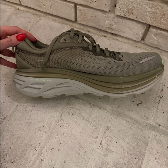Hoka Men\'s Bondi 8 Olive Green Athletic Running Shoes main image 9